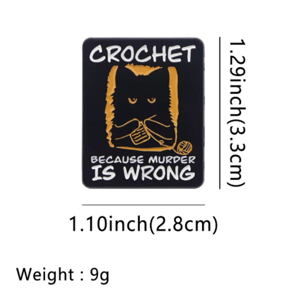 Midnight Paws Black Cat Enamel Pin Cute CrochetStyle Lapel Brooch 4
