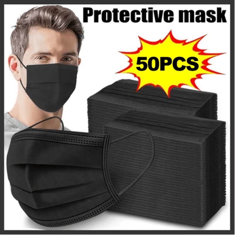 Safe Guard 3 Layer Disposable Face Masks Breathable AntiDust Protection With Earloops 9