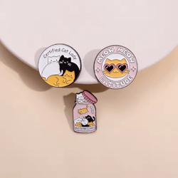 catitude jar of anti depressants enamel pin funny cat lady brooch gift