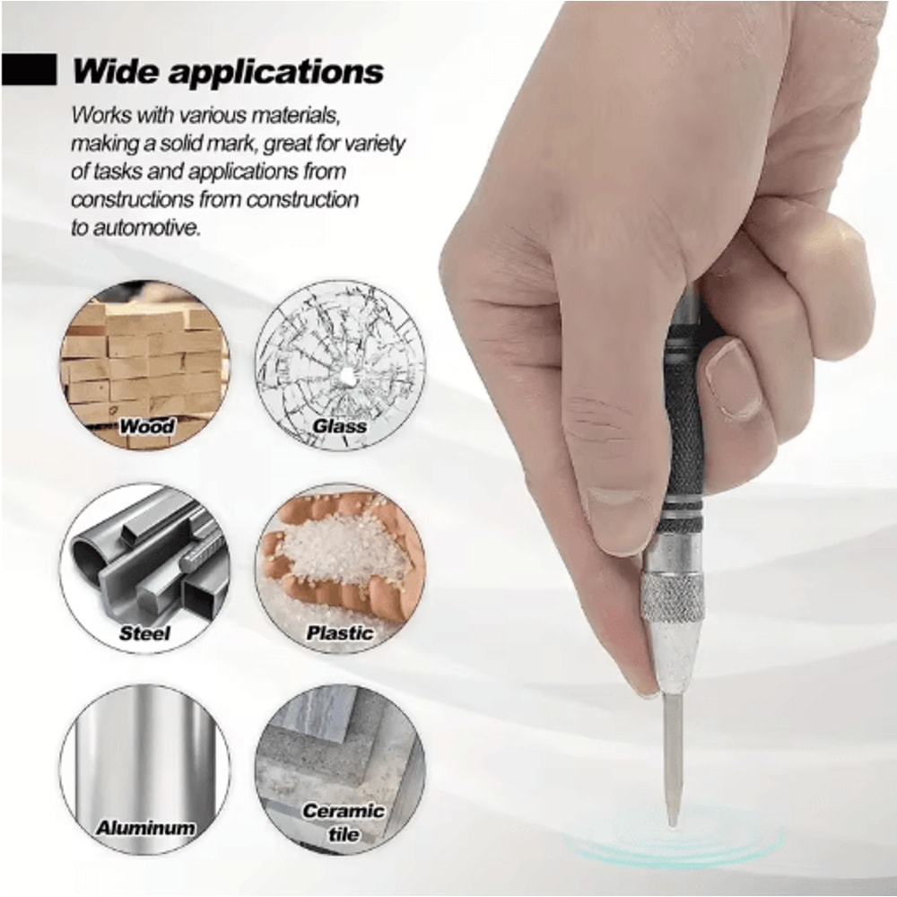 Punch Pro Auto Center Punch Tool Heavy Duty SpringLoaded Drill Locator 4