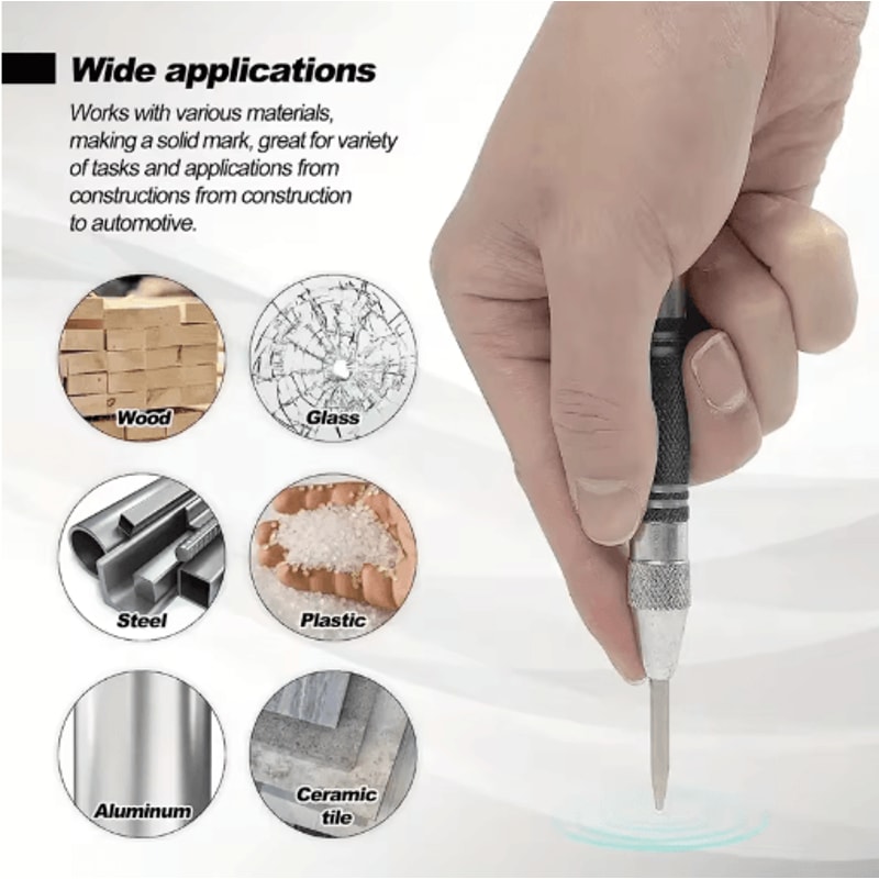 Punch Pro Auto Center Punch Tool Heavy Duty SpringLoaded Drill Locator 4