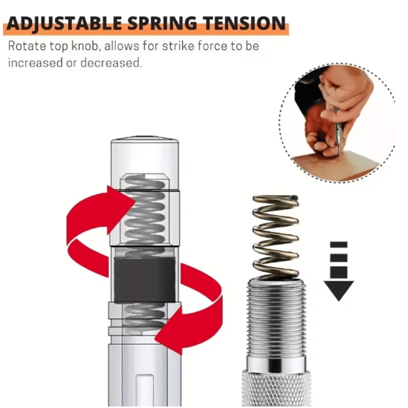 Punch Pro Auto Center Punch Tool Heavy Duty SpringLoaded Drill Locator 5