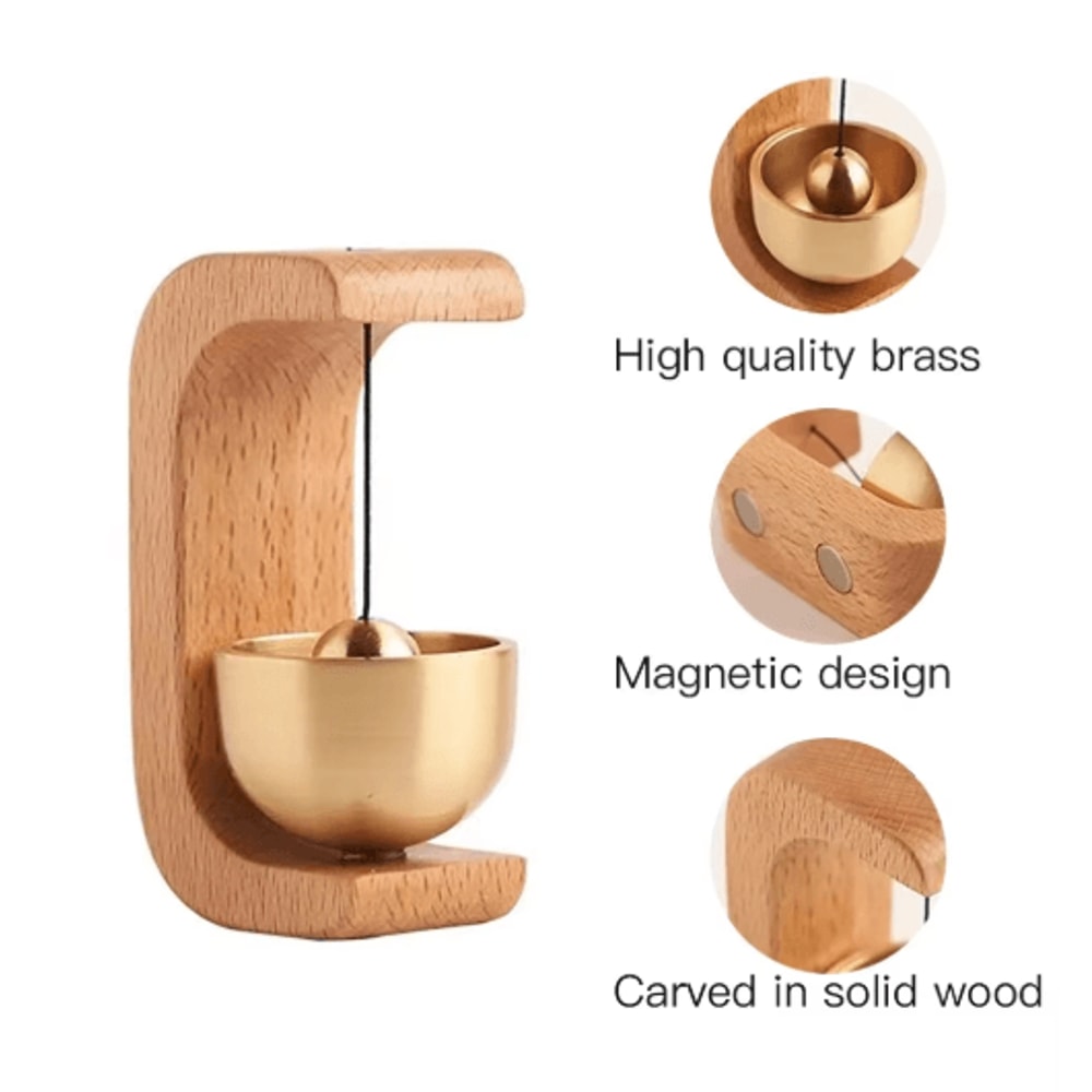 Calm DoorTone Magnetic Wind Bell Wooden Beech Door Chime With Copper Sound 4