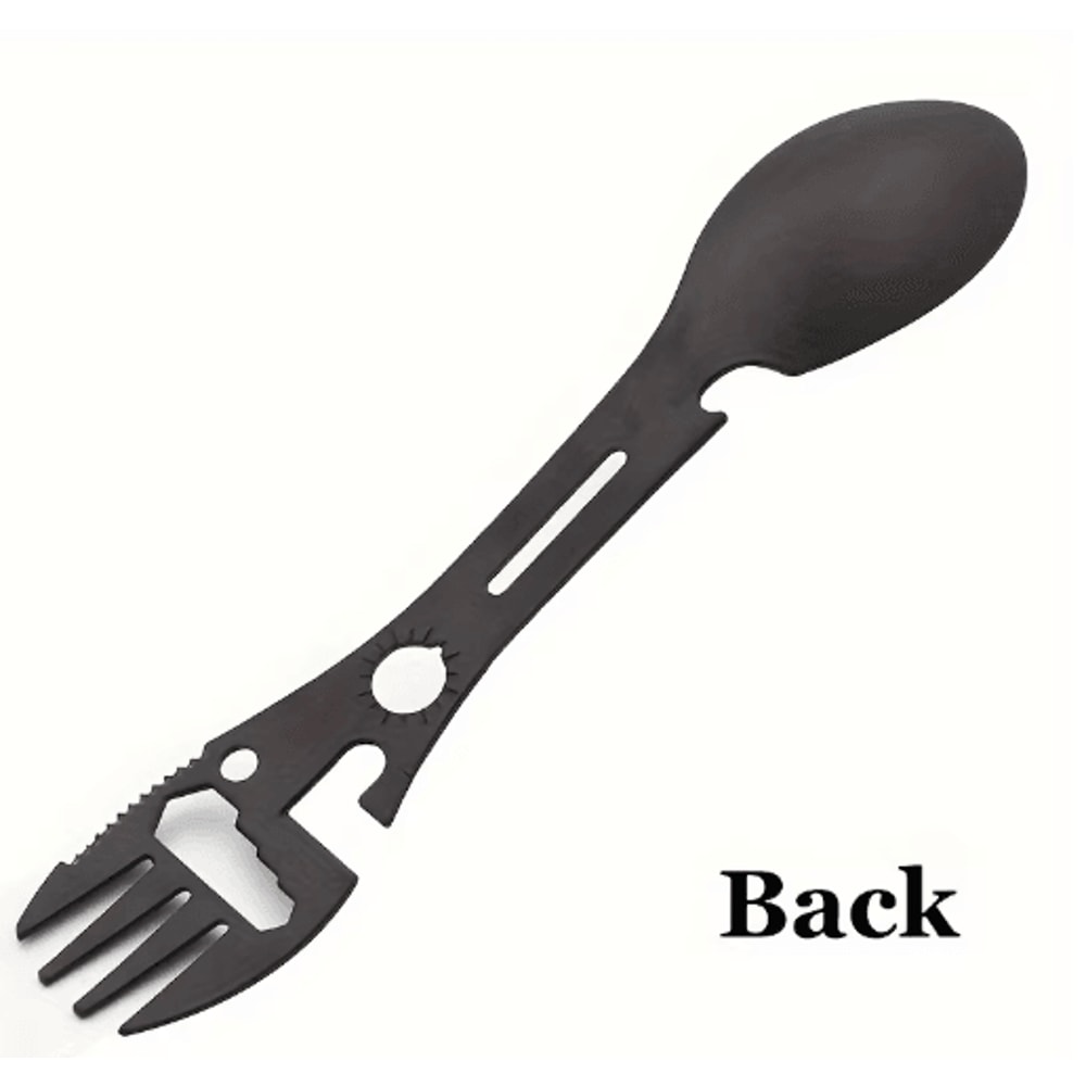 SurvivAll 6 In 1 Camping Spork Tool Whistle Knife Bottle Opener Combo 0