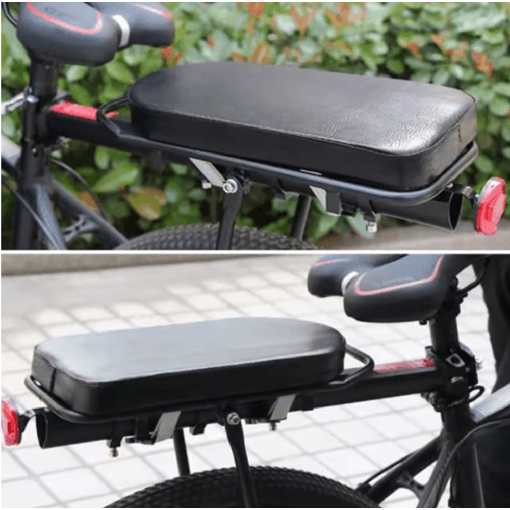 RideComfort Rear Bike Seat Cushion Set Passenger Backrest Foot Pedal Kit 6