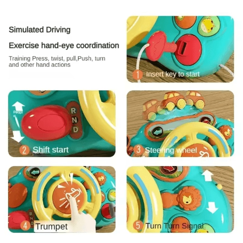 Baby Toy Electric Simulate Driving Car Copilot Steering Wheel Stroller Driving Early Educational To 3