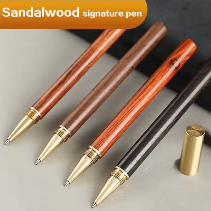 HeritageCraft Wooden Ballpoint Pen Vintage Brass Cap Signature Writing Pen 6