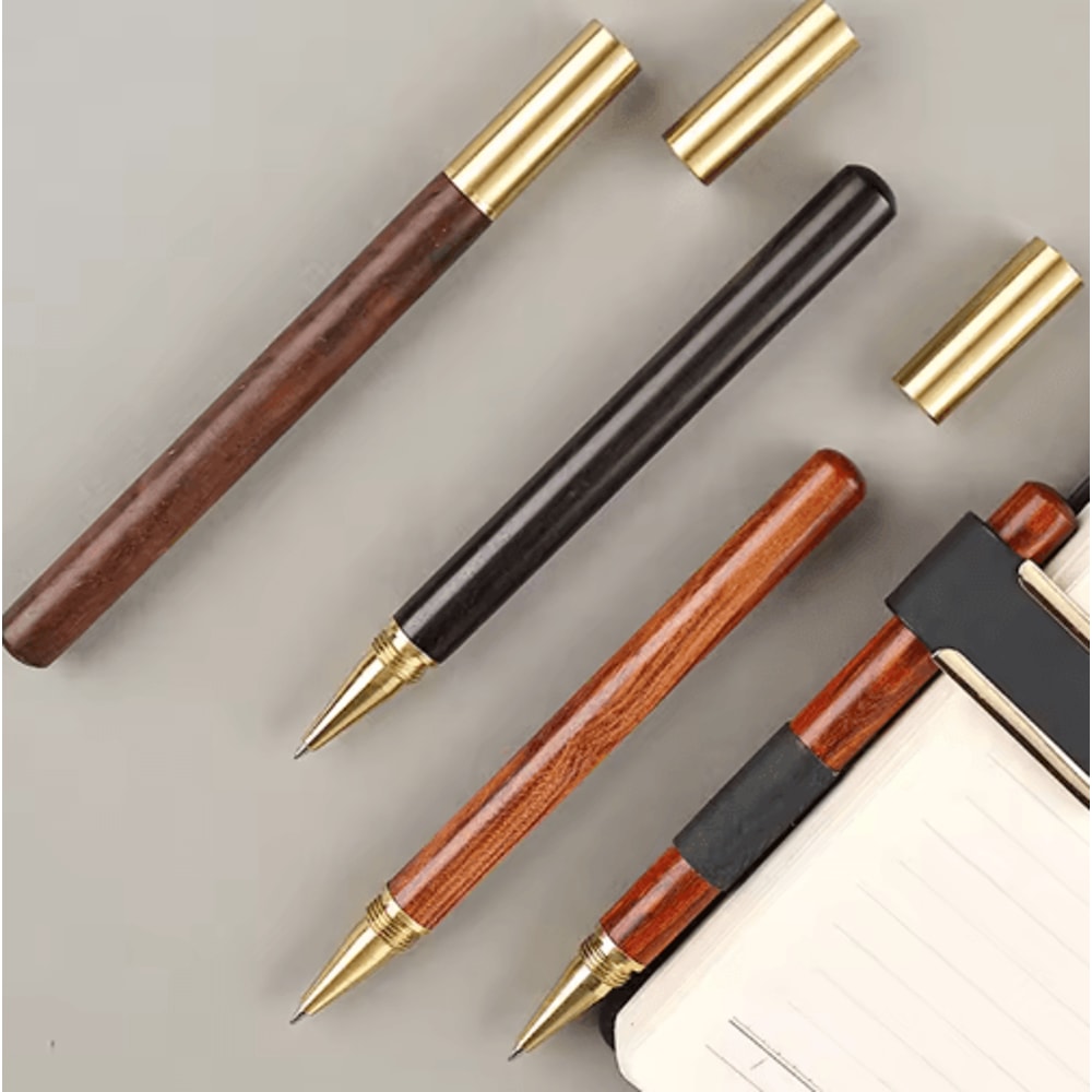 HeritageCraft Wooden Ballpoint Pen Vintage Brass Cap Signature Writing Pen 0