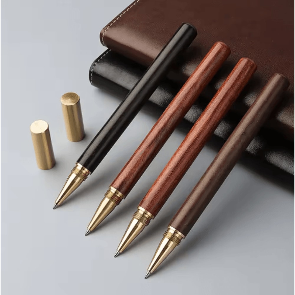 HeritageCraft Wooden Ballpoint Pen Vintage Brass Cap Signature Writing Pen 8