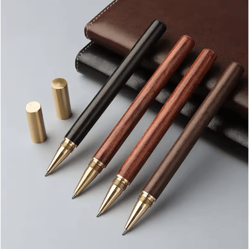 HeritageCraft Wooden Ballpoint Pen Vintage Brass Cap Signature Writing Pen 8