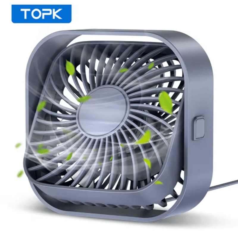 TOPK BreezeMini USB Desk Fan 3Speed Quiet Portable Fan With 360 Rotation 6