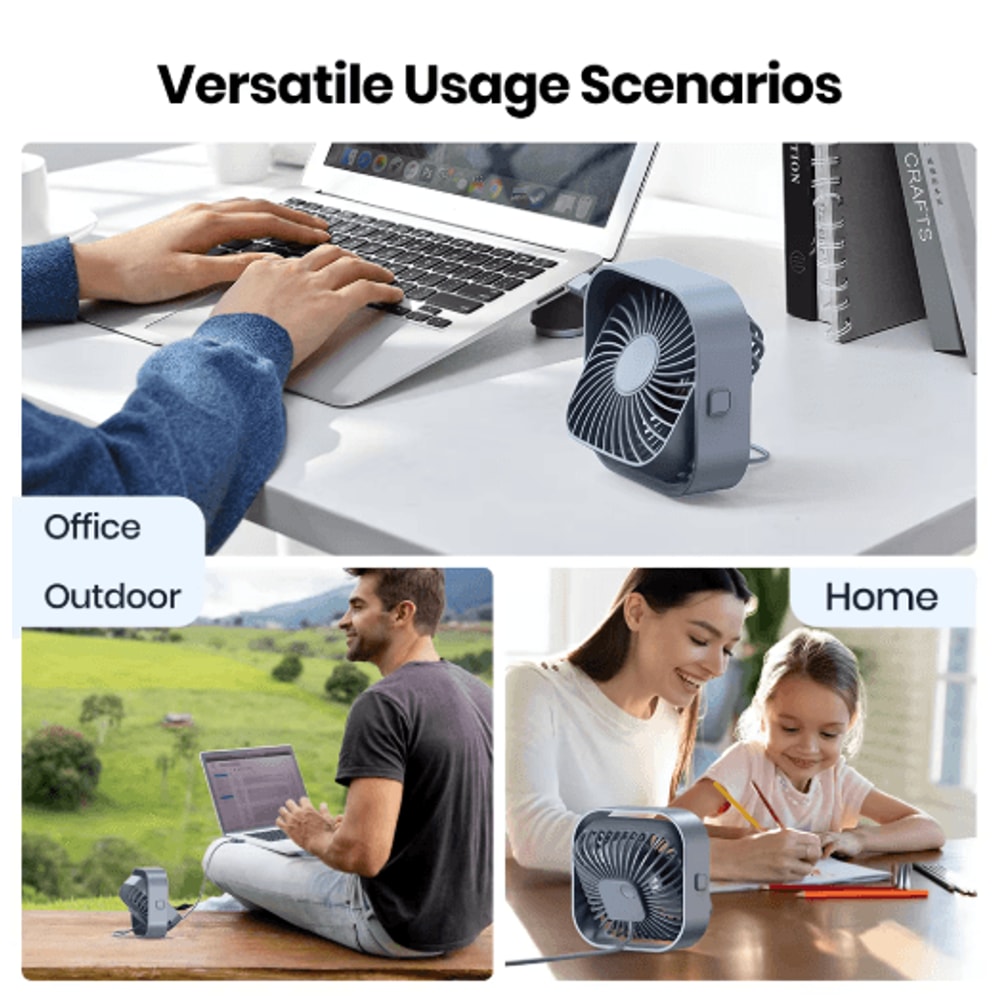 TOPK BreezeMini USB Desk Fan 3Speed Quiet Portable Fan With 360 Rotation 8