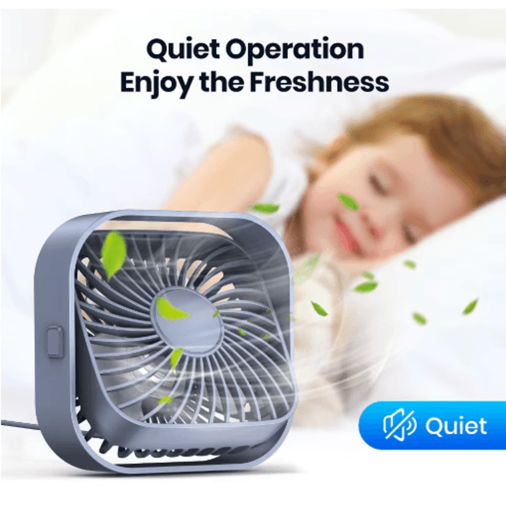 TOPK BreezeMini USB Desk Fan 3Speed Quiet Portable Fan With 360 Rotation 9