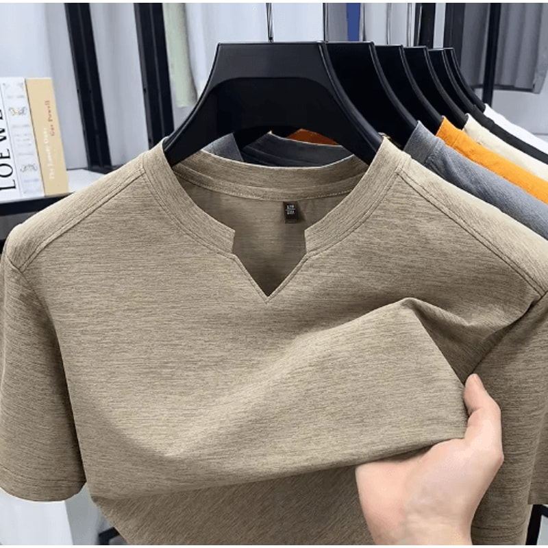 Mens V Neck TShirt Korean Style Lightweight Casual Summer Tee 9
