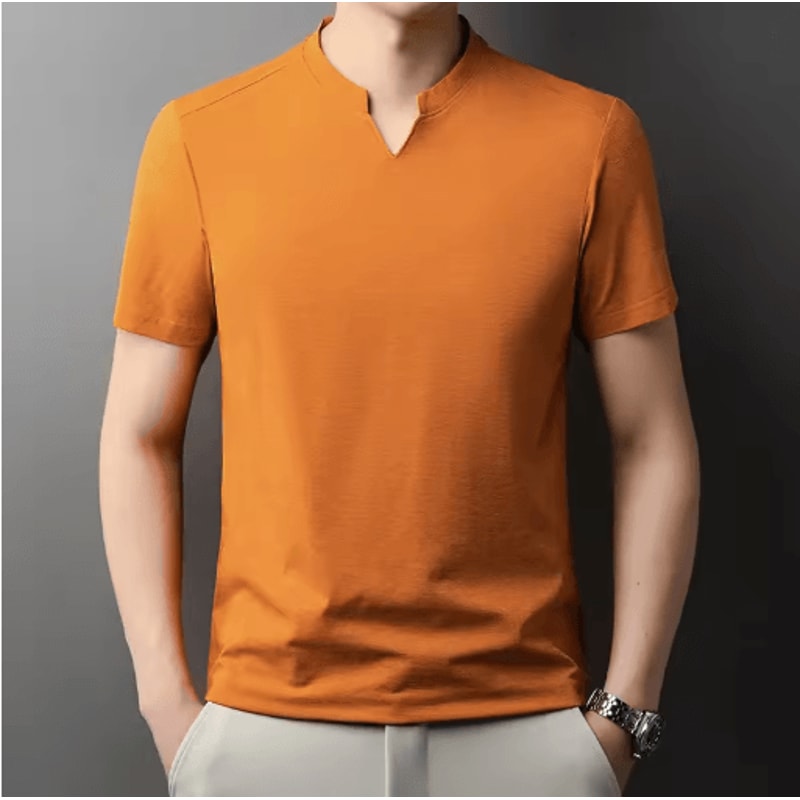 Mens V Neck TShirt Korean Style Lightweight Casual Summer Tee 2