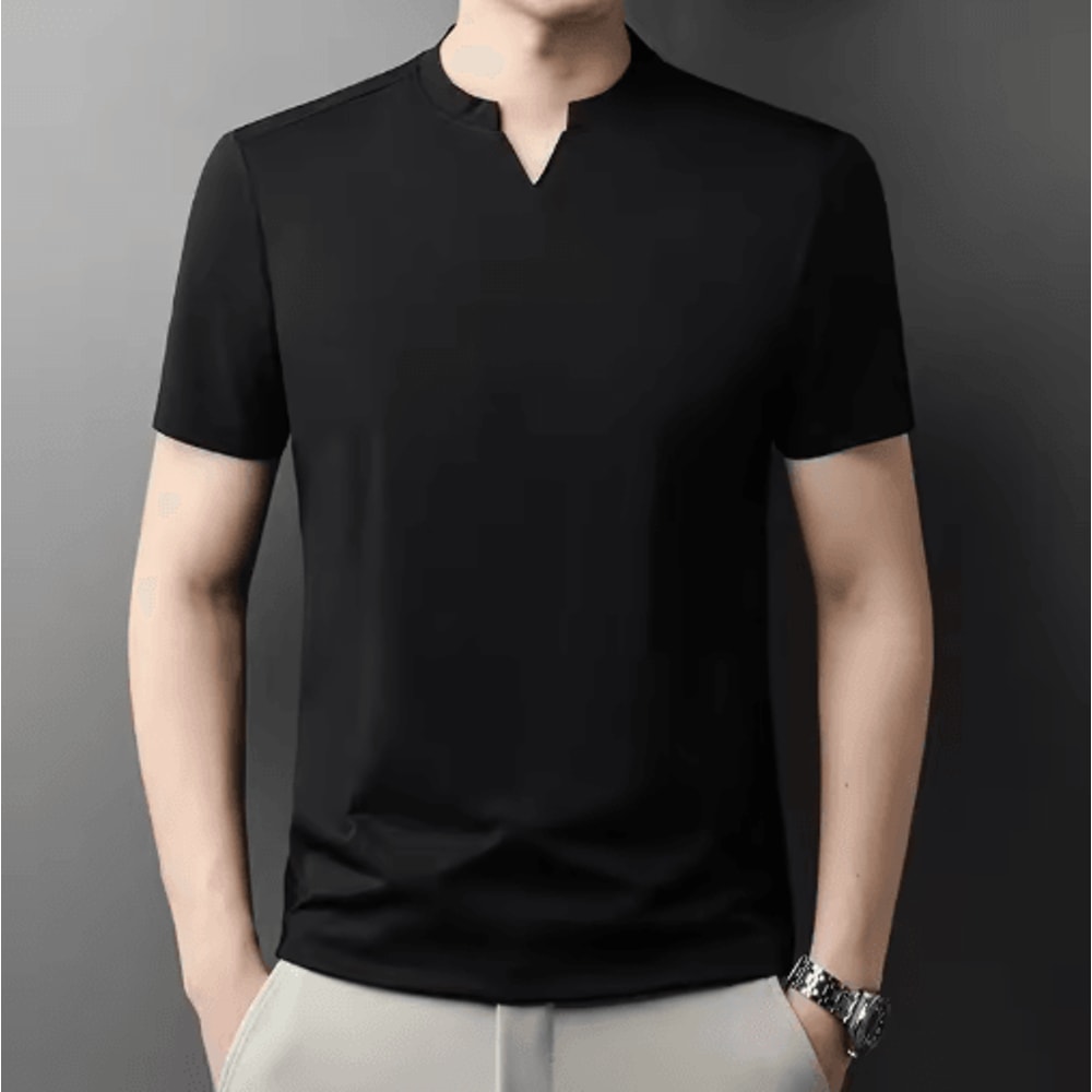 Mens V Neck TShirt Korean Style Lightweight Casual Summer Tee 4