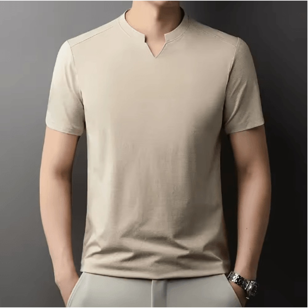 Mens V Neck TShirt Korean Style Lightweight Casual Summer Tee 5
