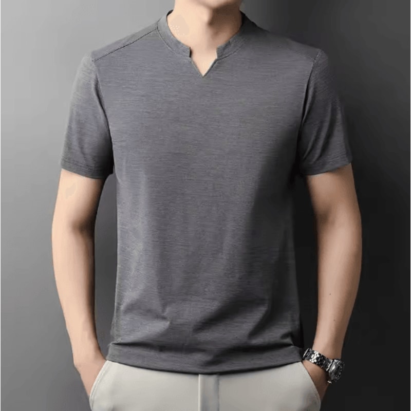 Mens V Neck TShirt Korean Style Lightweight Casual Summer Tee 6