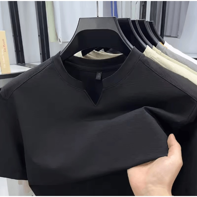 Mens V Neck TShirt Korean Style Lightweight Casual Summer Tee 7