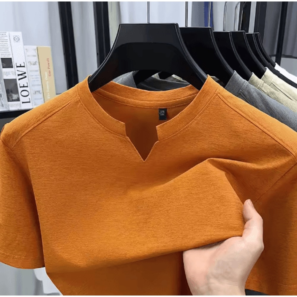Mens V Neck TShirt Korean Style Lightweight Casual Summer Tee 8