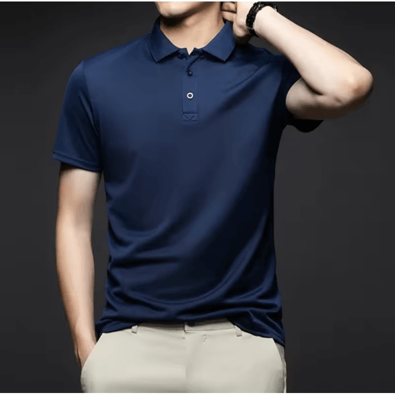 Mens Polo Shirt Breathable Solid Color Casual Summer Top 0