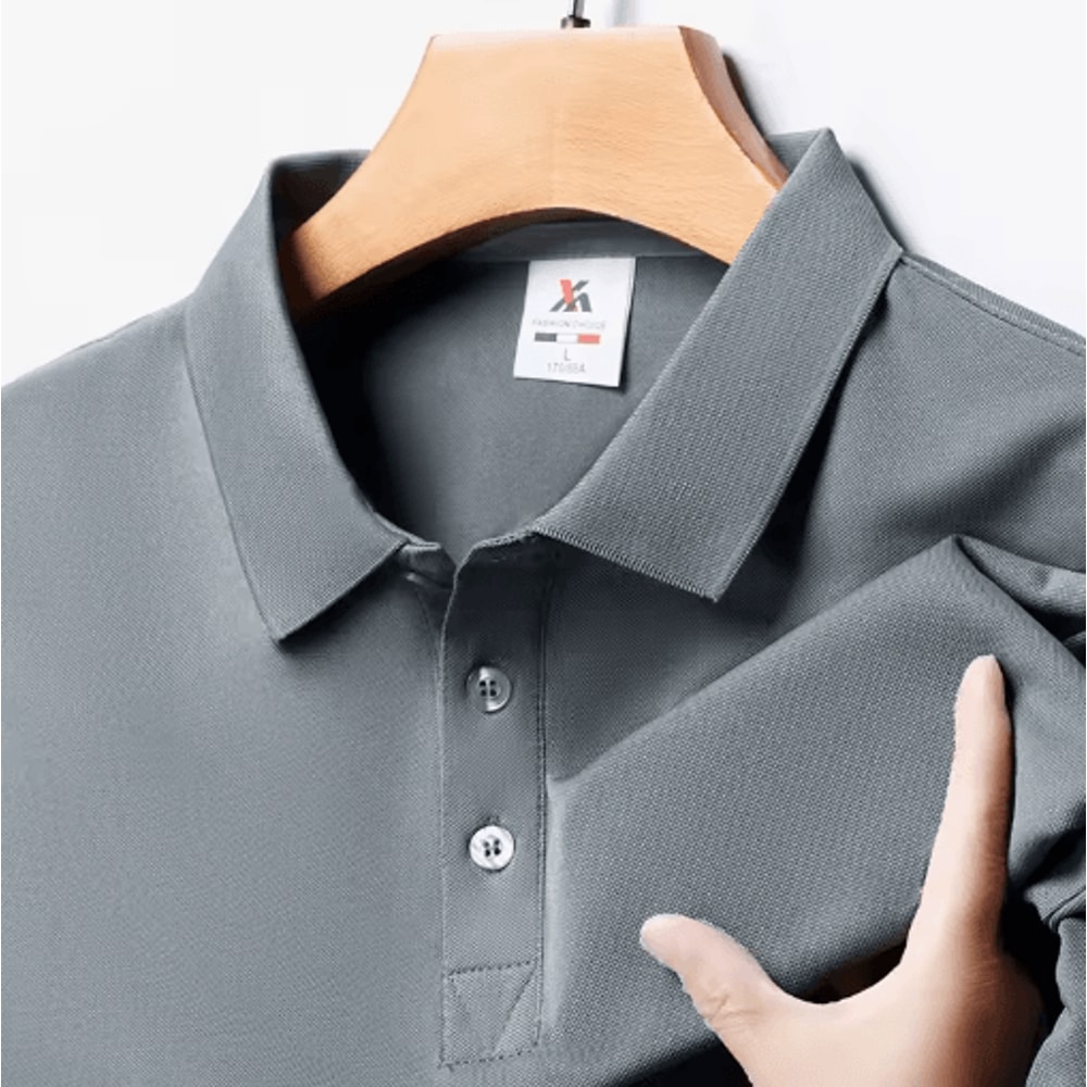 Mens Polo Shirt Breathable Solid Color Casual Summer Top 9