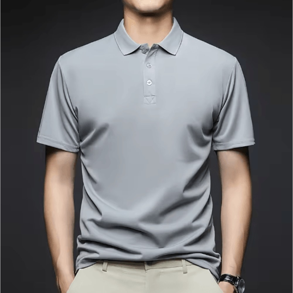 Mens Polo Shirt Breathable Solid Color Casual Summer Top 3