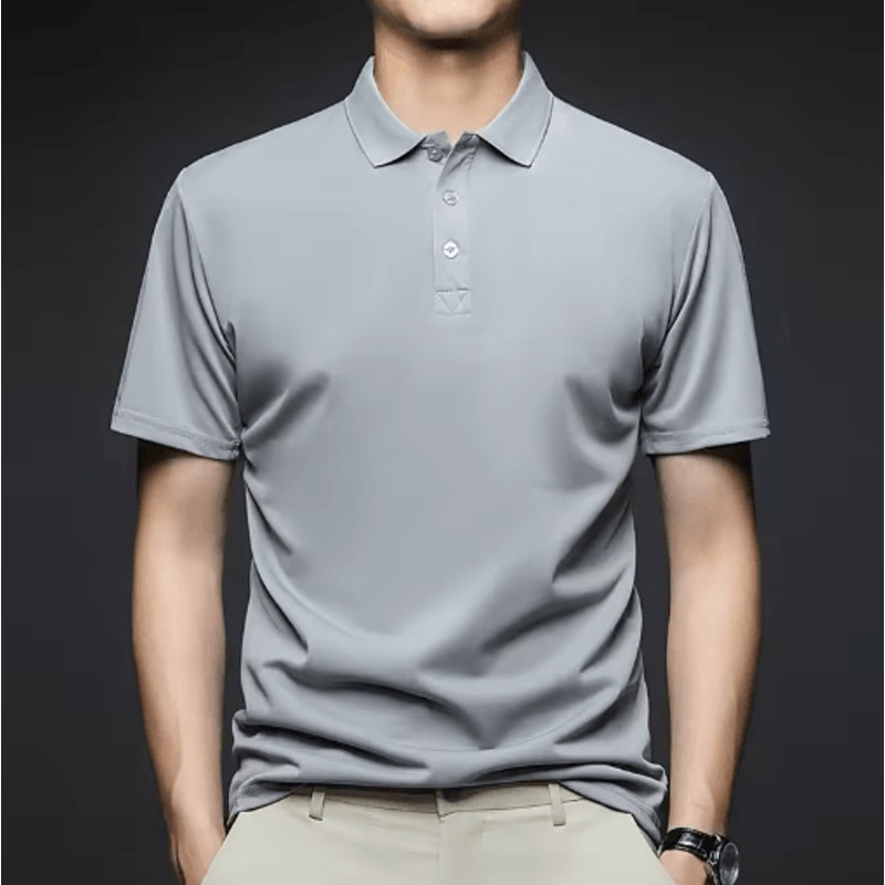 Mens Polo Shirt Breathable Solid Color Casual Summer Top 3