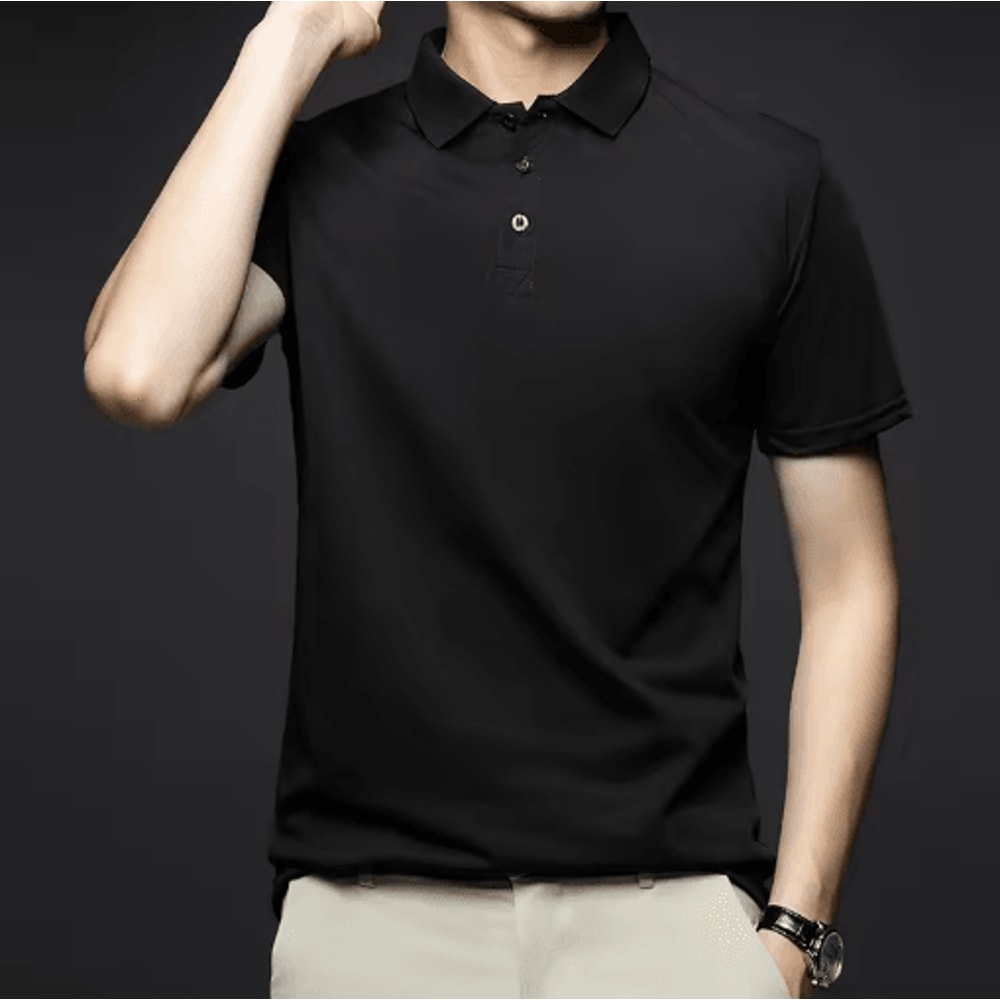 Mens Polo Shirt Breathable Solid Color Casual Summer Top 4