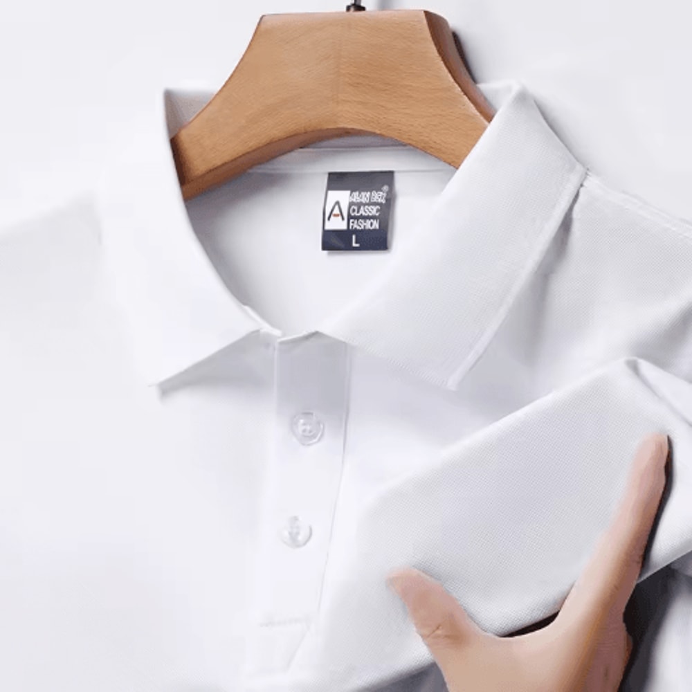 Mens Polo Shirt Breathable Solid Color Casual Summer Top 6