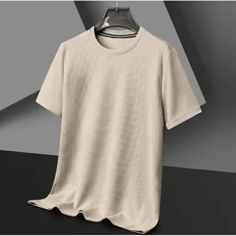 Mens Waffle Knit T Shirt Cotton Round Neck Casual Summer Top 4
