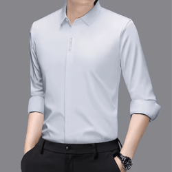 mens wrinkle free business casual shirt long sleeve solid color all-season top