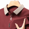 Mens Long Sleeve Polo Shirt Breathable Business Casual Solid Color Top 3