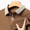 Mens Long Sleeve Polo Shirt Breathable Business Casual Solid Color Top 4