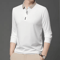 Mens Long Sleeve Polo Shirt Breathable Business Casual Solid Color Top 7