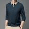 Mens Long Sleeve Polo Shirt Breathable Business Casual Solid Color Top 8