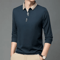 Mens Long Sleeve Polo Shirt Breathable Business Casual Solid Color Top 8
