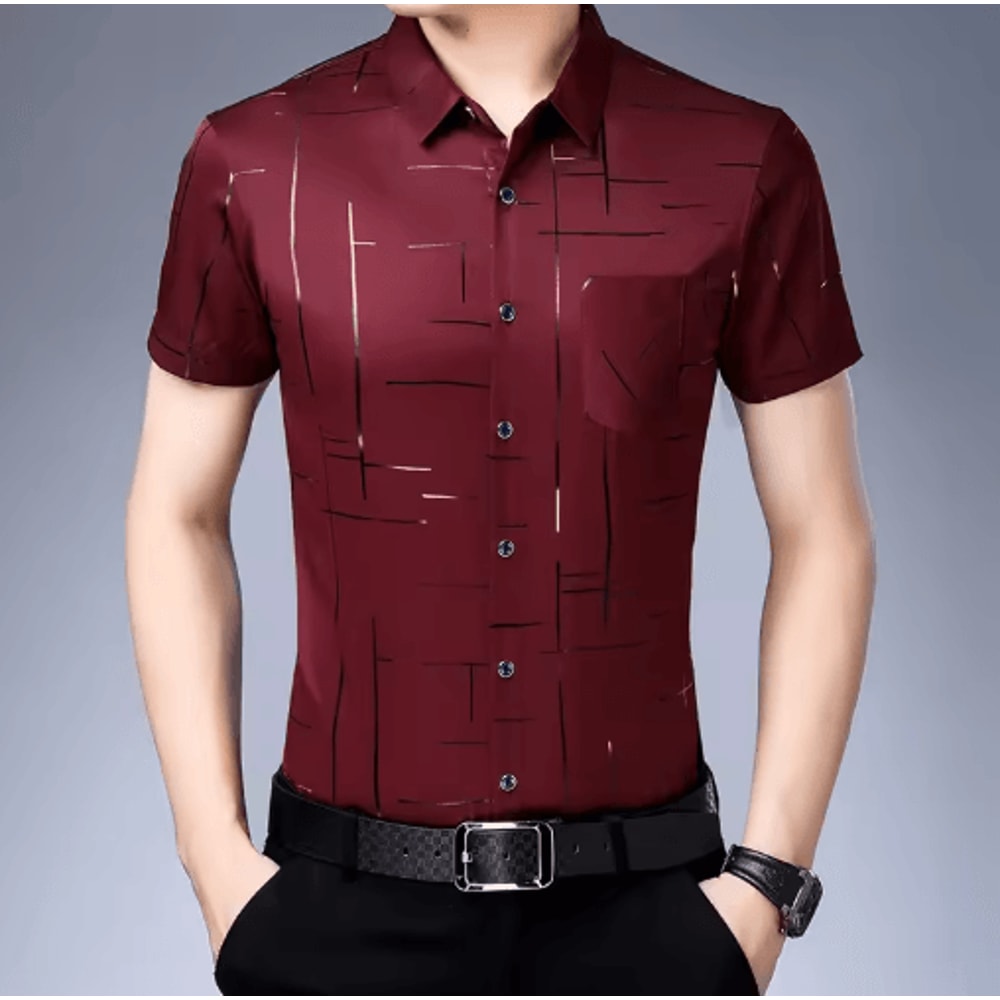 Mens WrinkleFree Short Sleeve Shirt No Iron Business Casual Essential 2