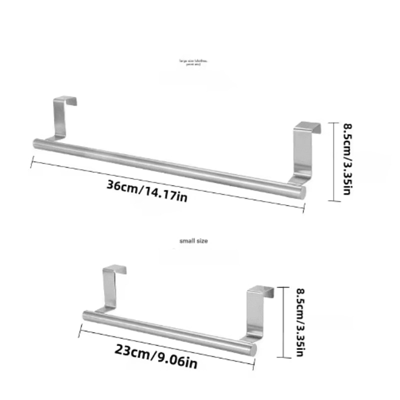 Over Door Towel Rack Stainless Steel NoDrill Kitchen Cabinet Holder 2
