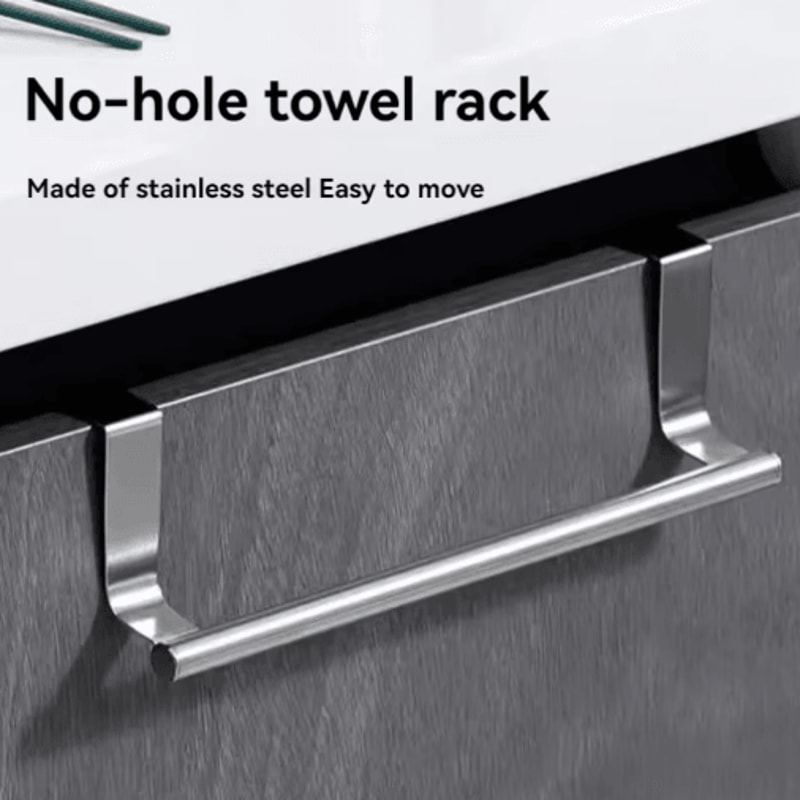 Over Door Towel Rack Stainless Steel NoDrill Kitchen Cabinet Holder 7