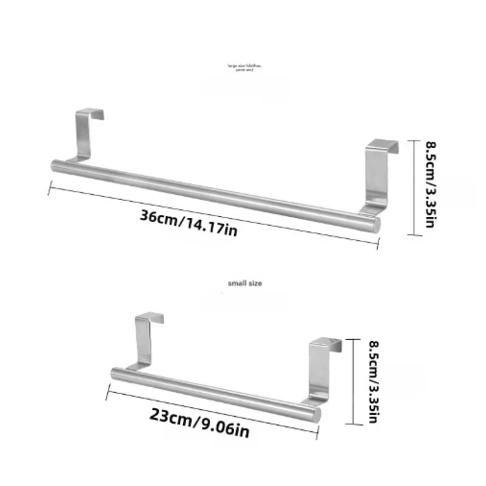 Over Door Towel Rack Stainless Steel NoDrill Kitchen Cabinet Holder 8