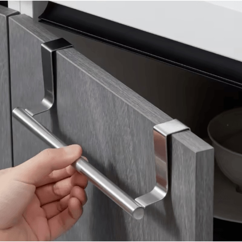 Over Door Towel Rack Stainless Steel NoDrill Kitchen Cabinet Holder 9