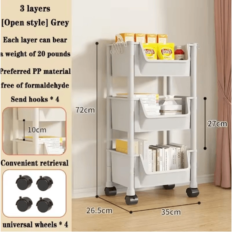 Rolling Storage Cart MultiLayer Mobile Organizer For Kitchen Bedroom Living Room 1