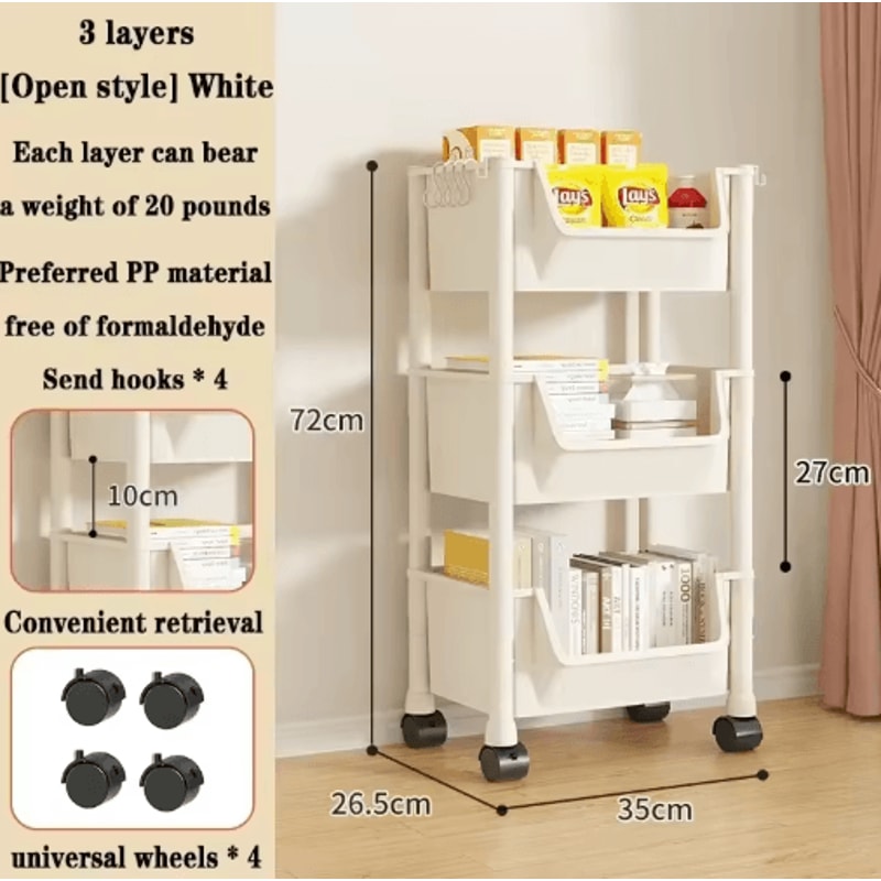Rolling Storage Cart MultiLayer Mobile Organizer For Kitchen Bedroom Living Room 2