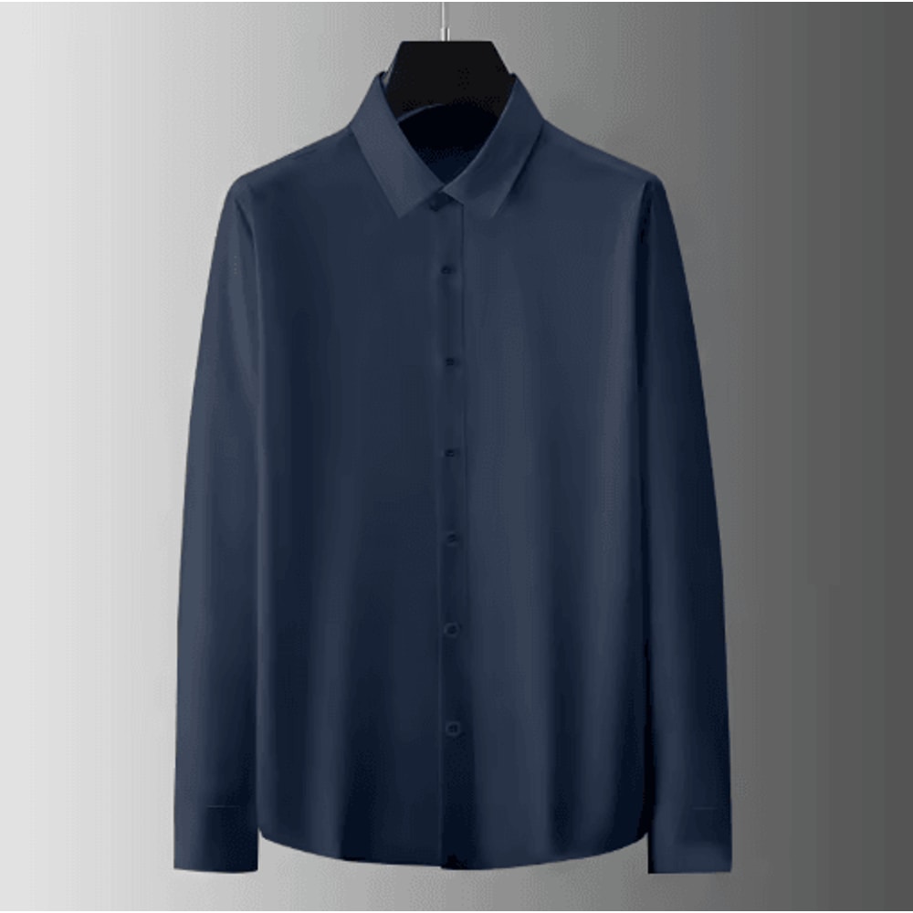 Mens Wrinkle Free Long Sleeve Shirt Business Casual Solid Color AllSeason Essential 1