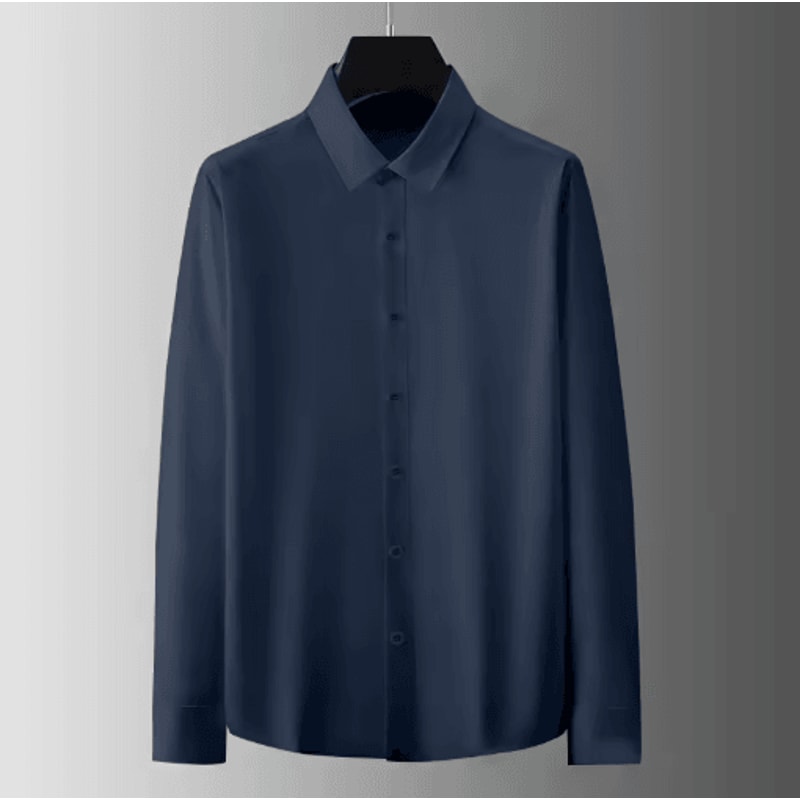 Mens Wrinkle Free Long Sleeve Shirt Business Casual Solid Color AllSeason Essential 1