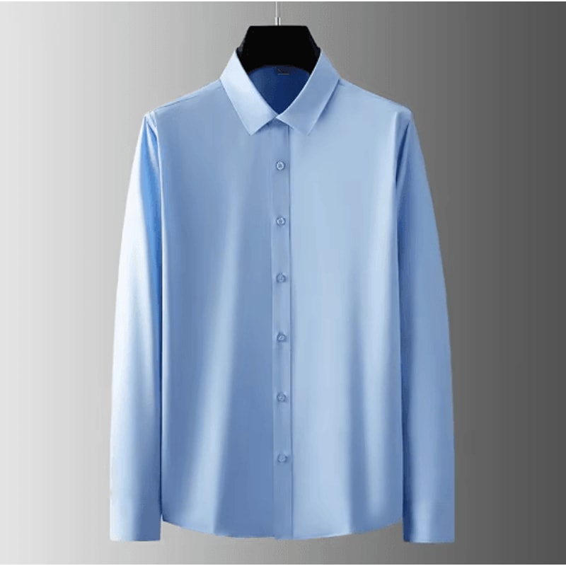 Mens Wrinkle Free Long Sleeve Shirt Business Casual Solid Color AllSeason Essential 5