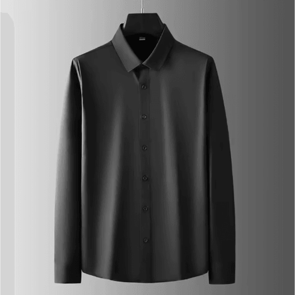 Mens Wrinkle Free Long Sleeve Shirt Business Casual Solid Color AllSeason Essential 6