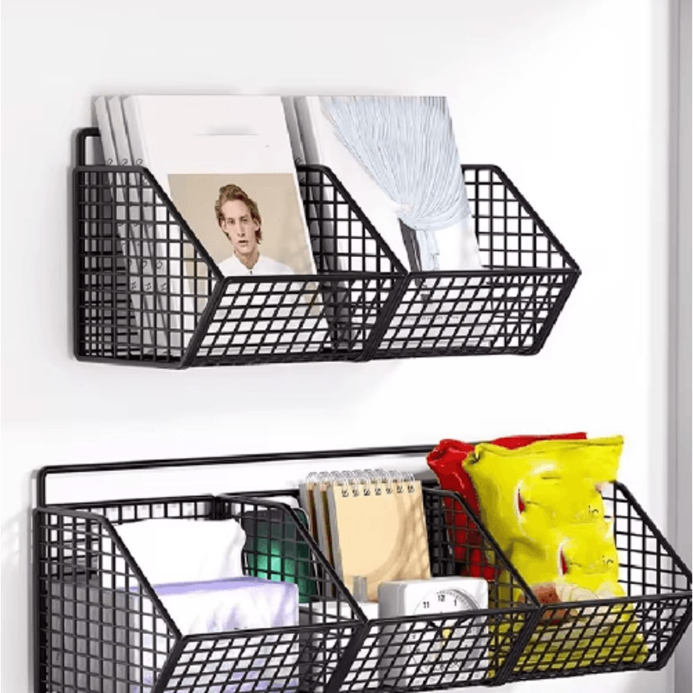 Wall Mounted Kitchen Storage Basket Metal Wire Organizer For Vegetables Spices 1