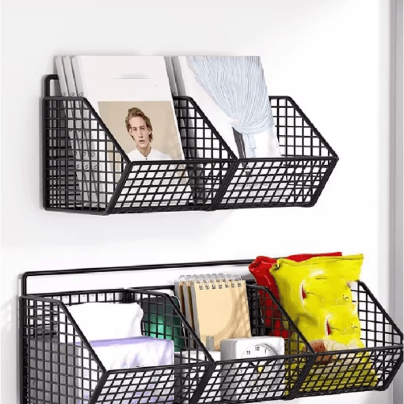 Wall Mounted Kitchen Storage Basket Metal Wire Organizer For Vegetables Spices 1